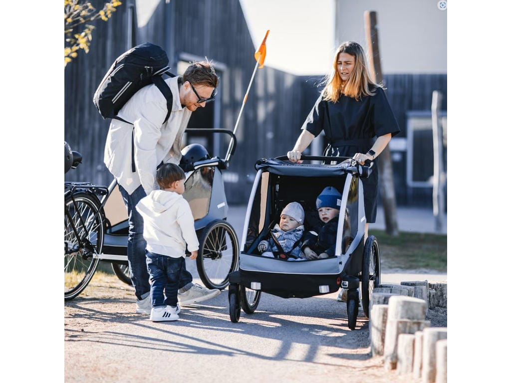 Thule Courier cykeltrailer för 2 barn blå hos Bikable