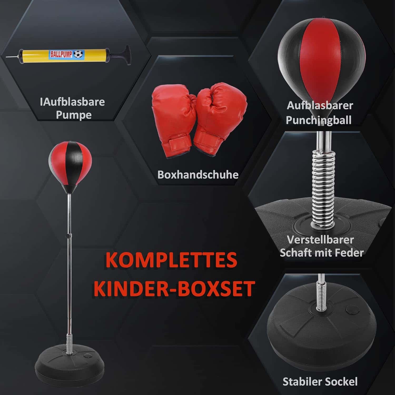 HOMCOM stående boxningssäck med handskar och pump