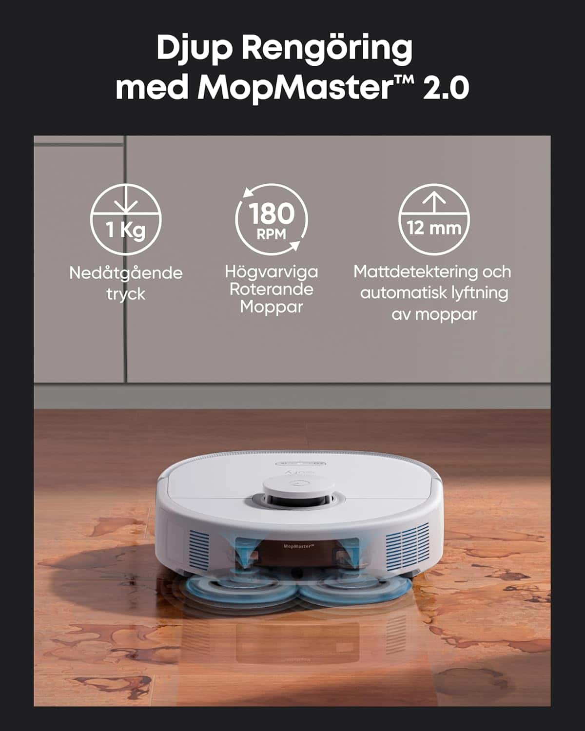 Eufy X10 Pro robotdammsugare med mopp, 8000 Pa sugeffekt
