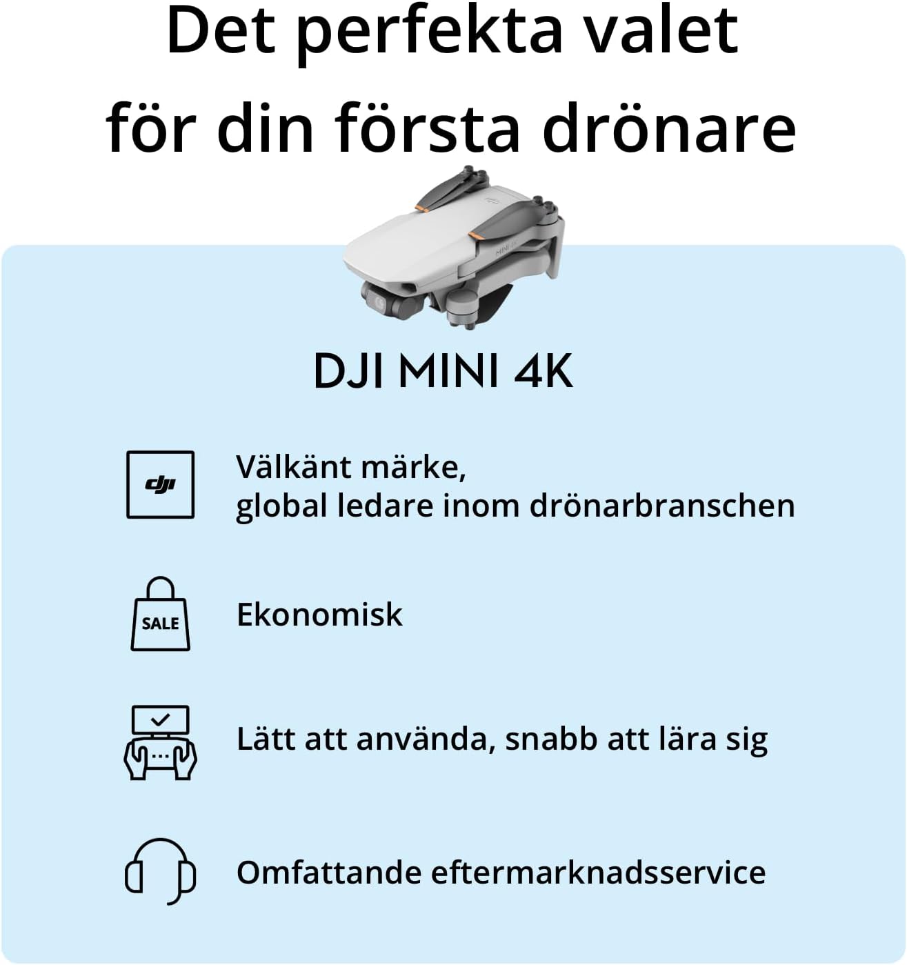 DJI Mini 4K, lätt drönare med 4K UHD-kamera för vuxna