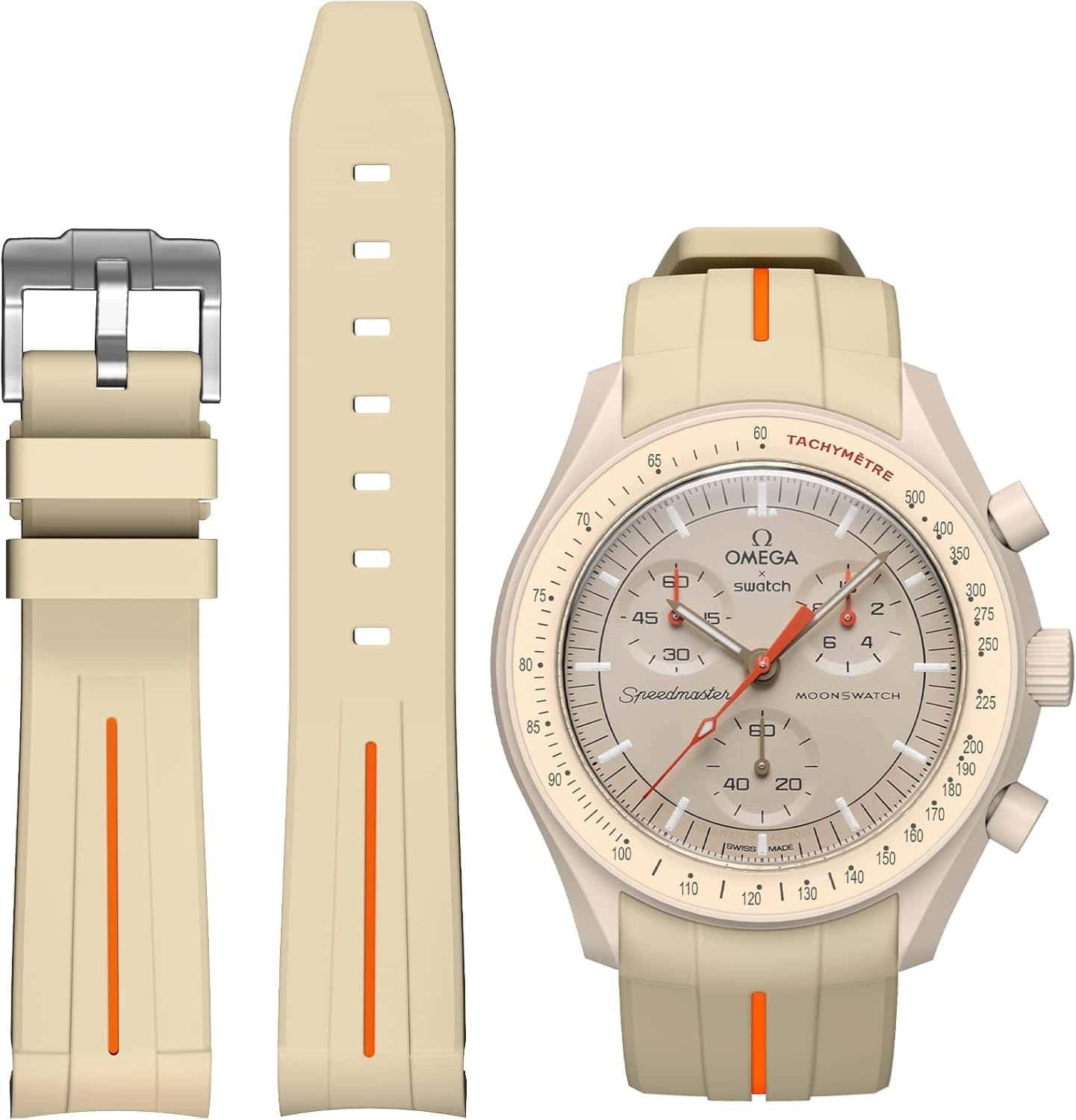Bonace 20 mm klockarmband i mjuk gummi för Omega x Swatch