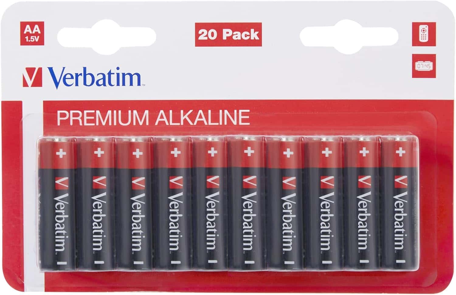 Verbatim Premium AA Alkaline batteries 1.5V 20-pack