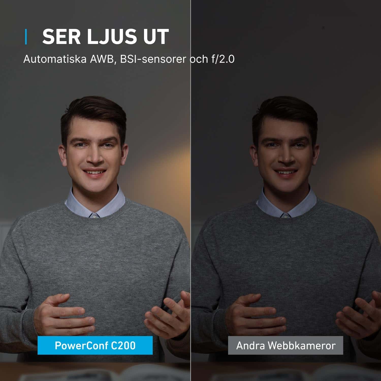 Anker PowerConf C200 2K webbkamera med brusreducering