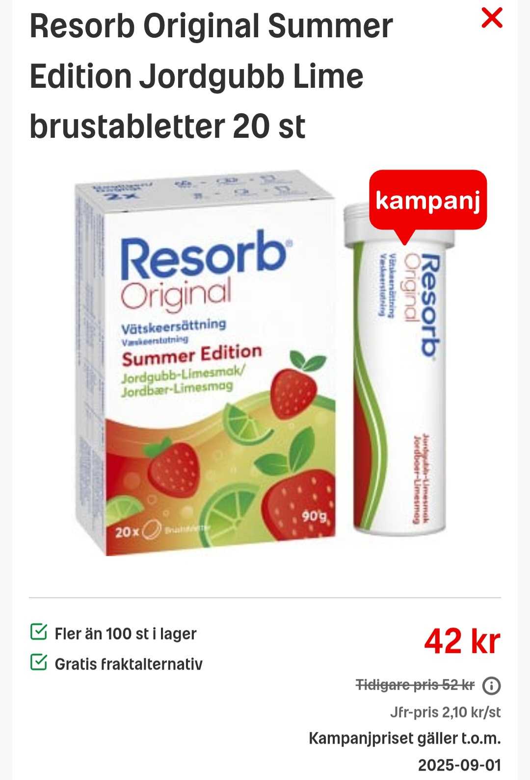 Resorb Original Summer Edition: Jordgubb & Lime