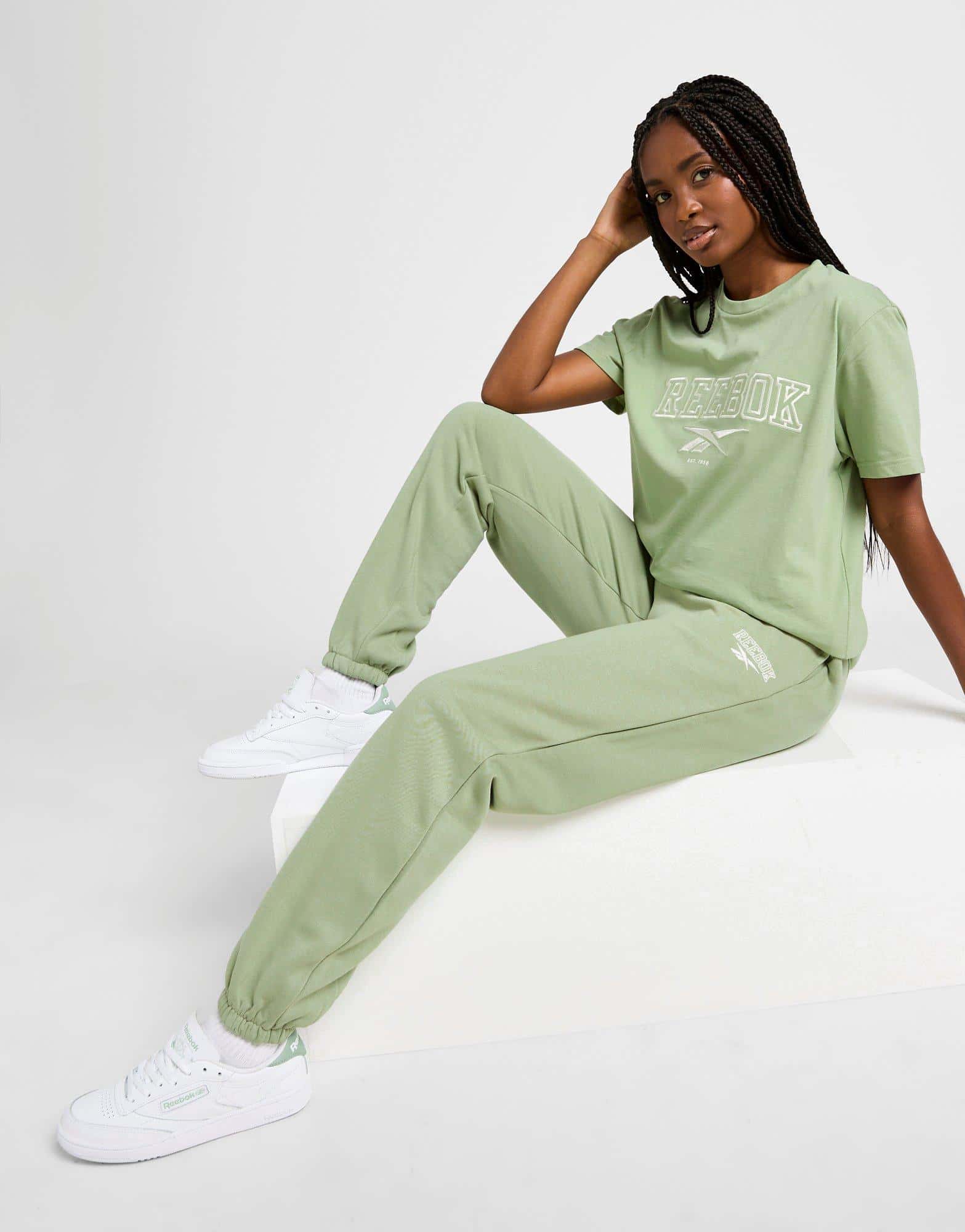 Green Reebok Varsity Joggers for Men