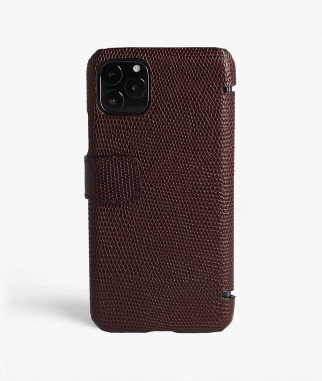 iPhone 11 Pro Max Lizard Brown Wallet Case