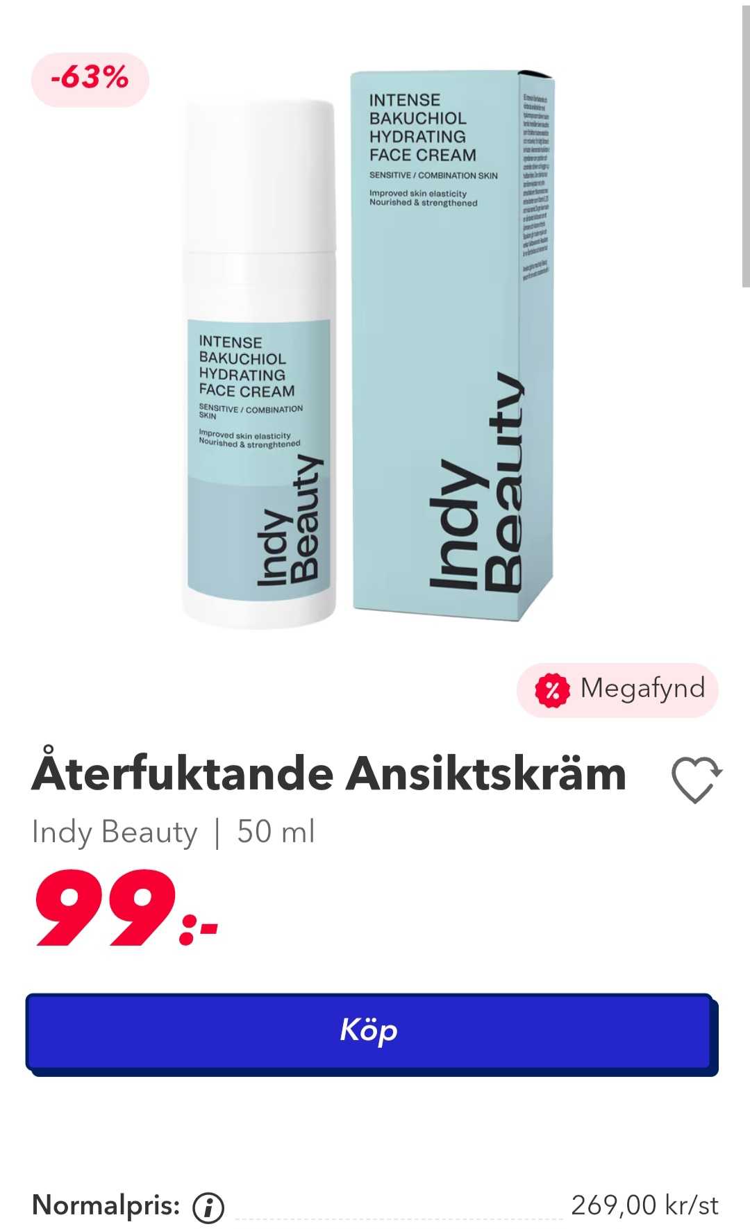 Återfuktande Ansiktskräm från Indy Beauty, 50 ml