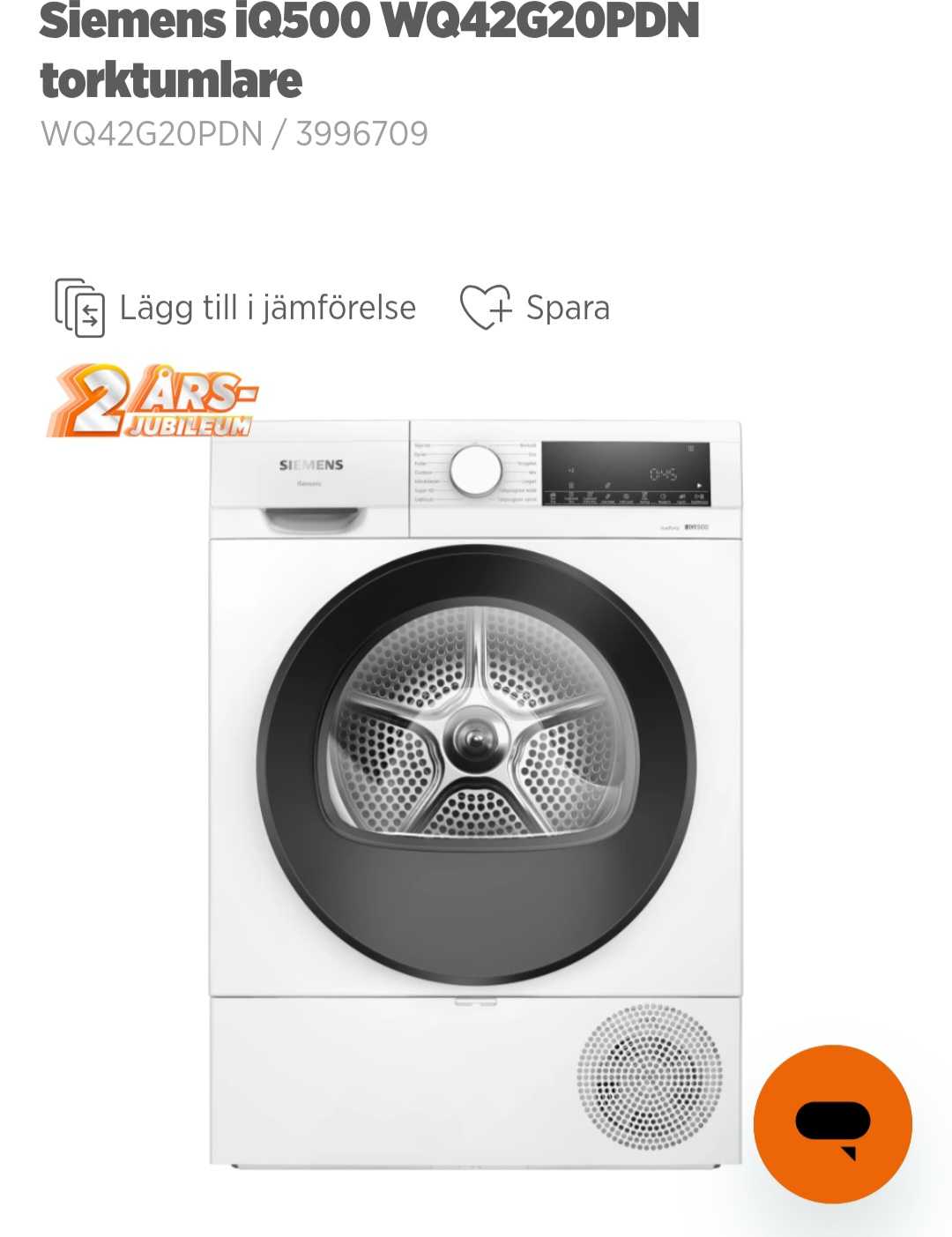 Siemens iQ500 WQ42G20PDN Kondensertork