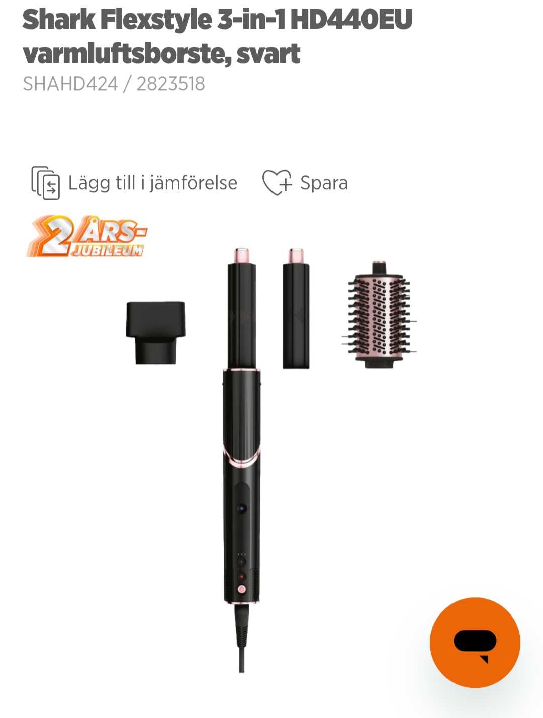 Shark Flexstyle 3-in-1 HD440EU Varmuftborste Svart