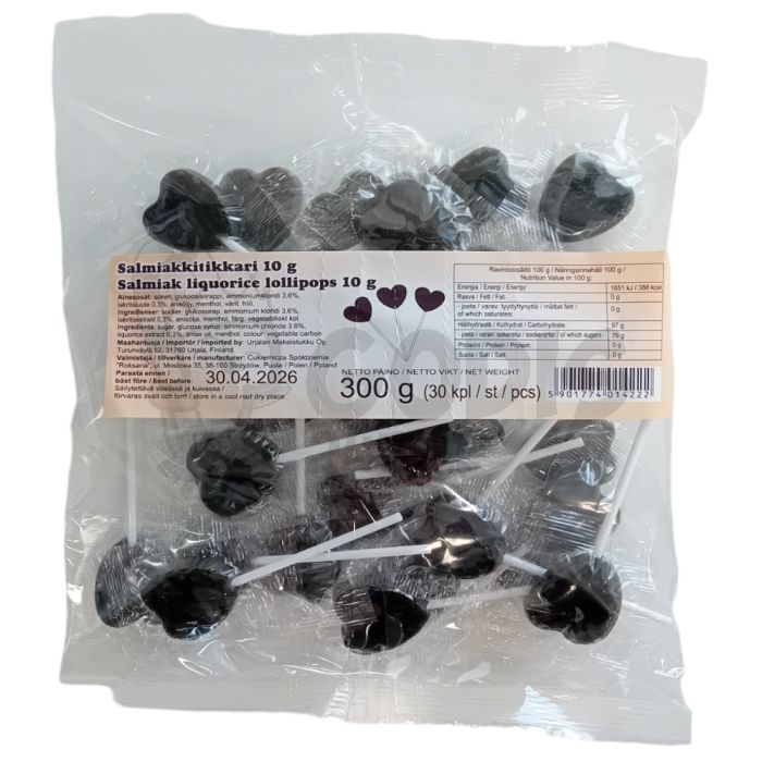 Hjärtformade Salmiakklubbor 10g - 30 st