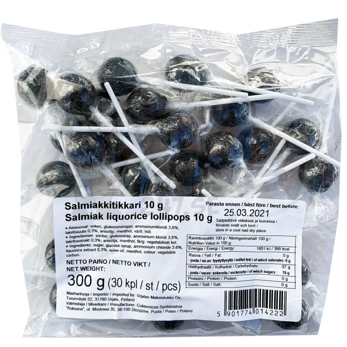 Hjärtformade Salmiakklubbor 10g - 30 st