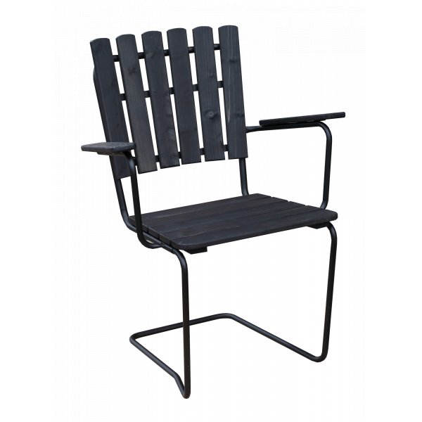Utestol Vaxholm i fjäderstål - Svart