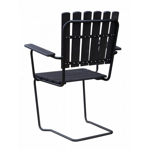 Utestol Vaxholm i fjäderstål - Svart