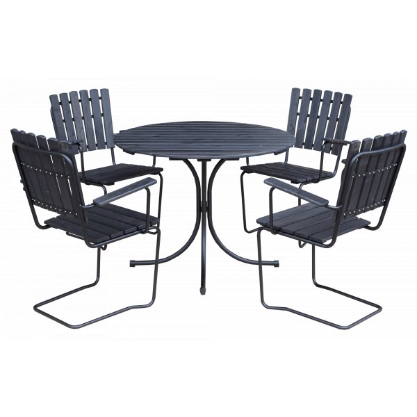 Utestol Vaxholm i fjäderstål - Svart