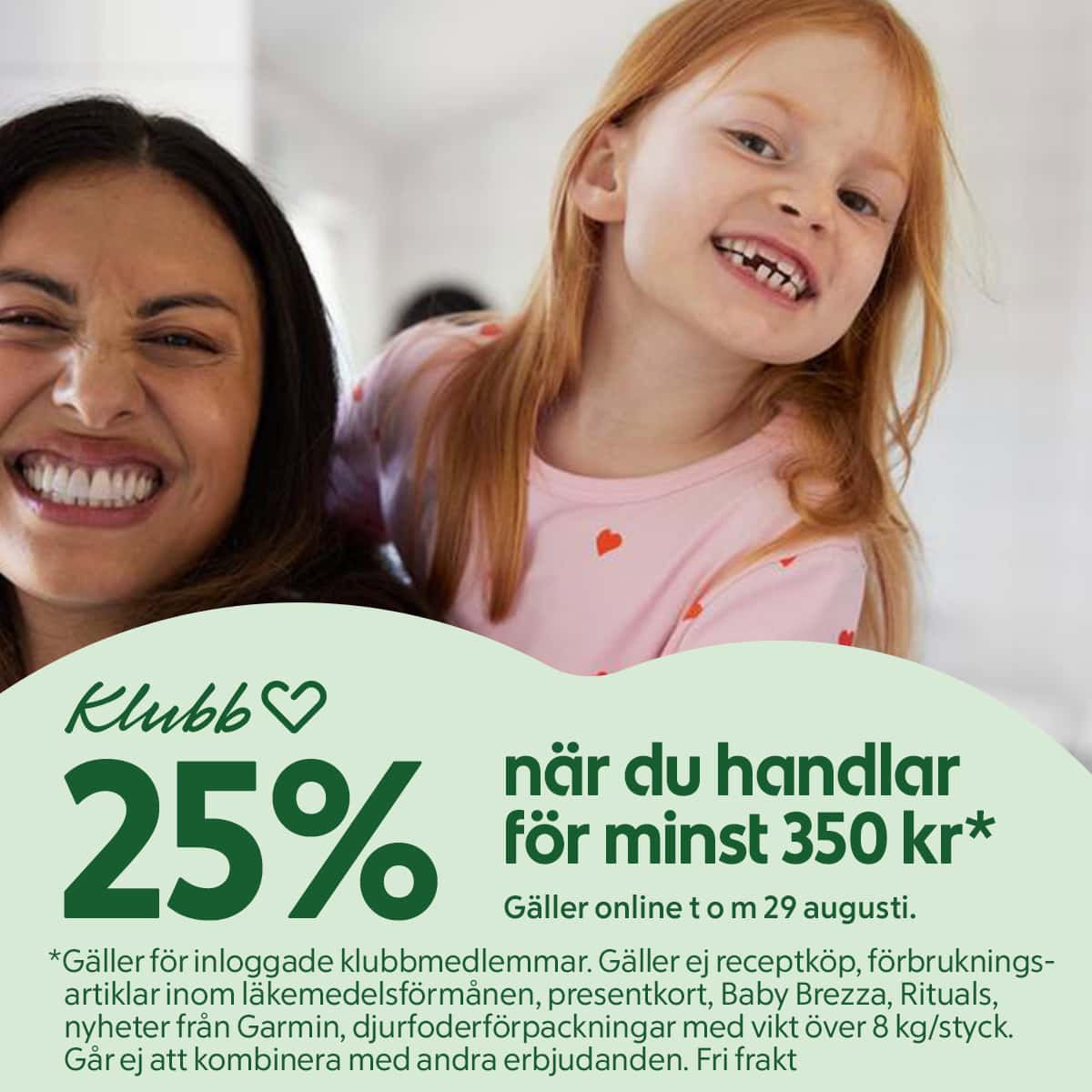 Apotek Hjärtat 25% rabatt vid köp över 350kr