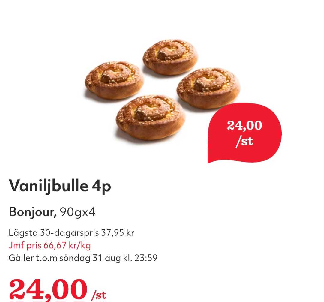Vaniljbulle - 4 pack