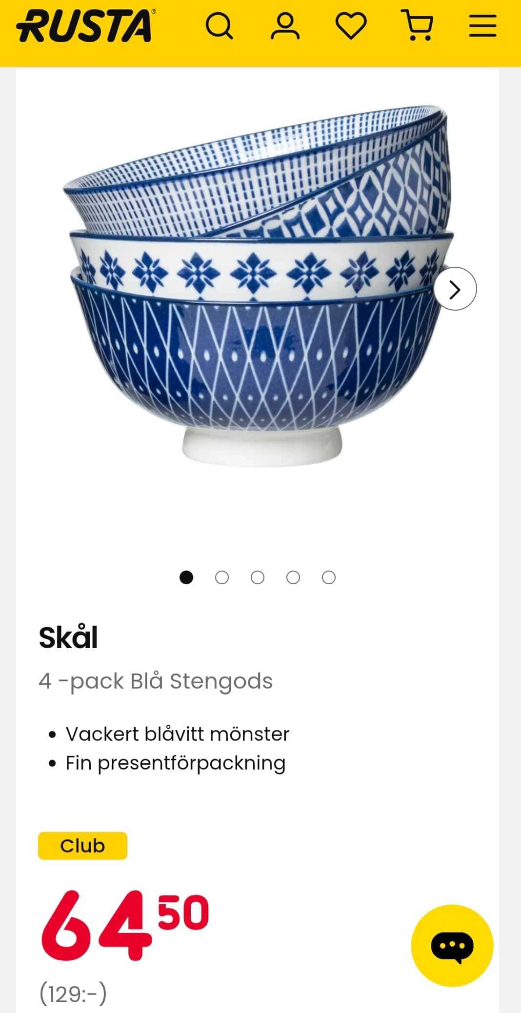 Skål - 4 pack blå stengods (Clubpris 64,50:-)