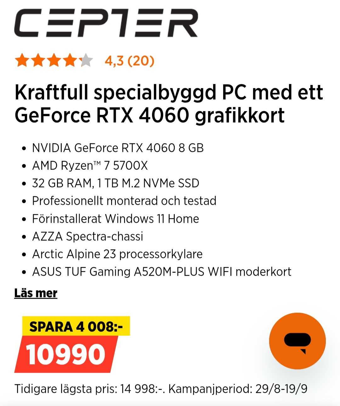 Cepter E-Sport R46 Wi-Fi Desktop PC