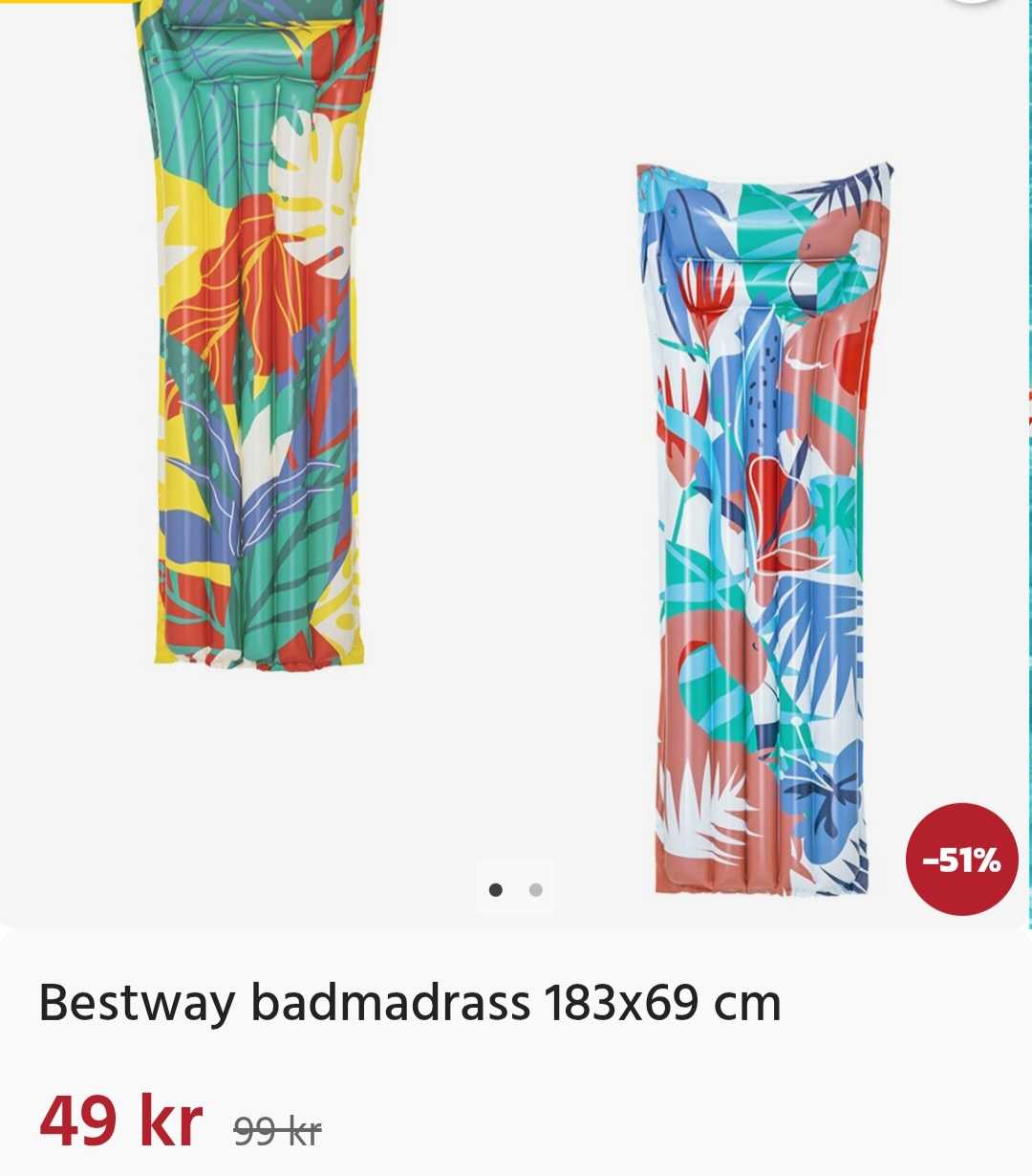 Bestway badmadrass 183 x 69 cm