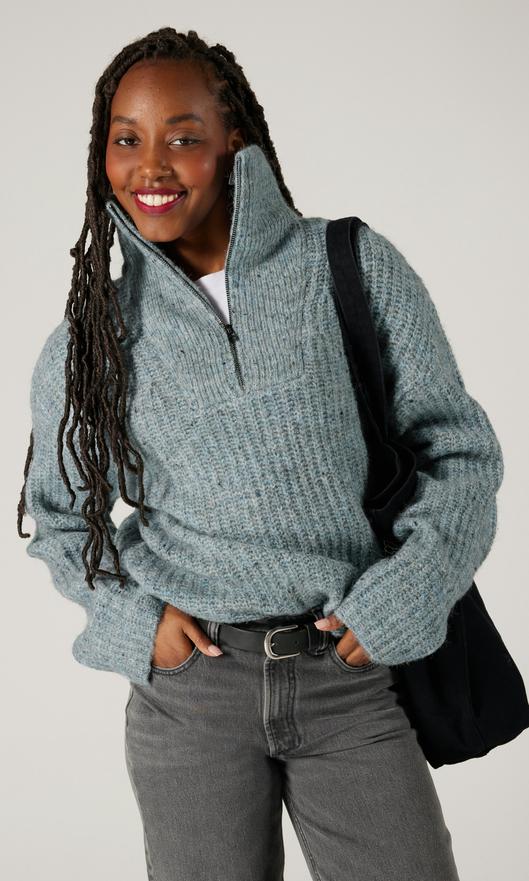 Vailent Gigi stickad half zip-tröja blå dam