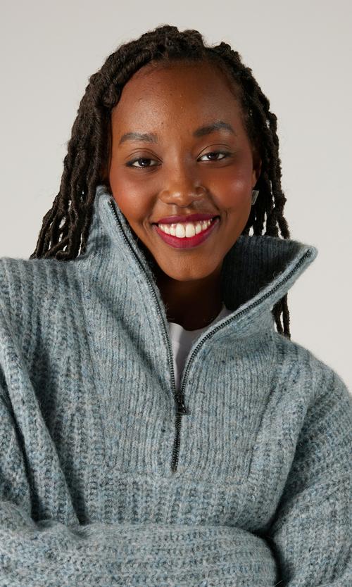 Vailent Gigi stickad half zip-tröja blå dam