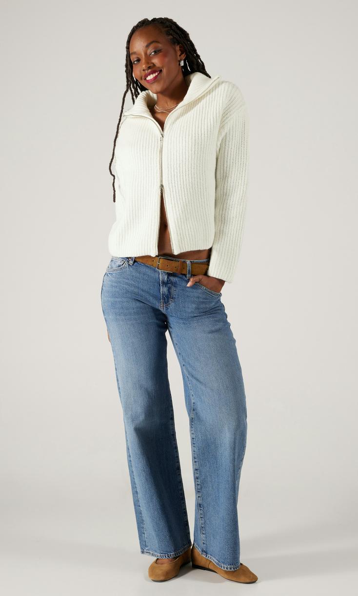 Vailent Vit Stickad Ziptröja Dam