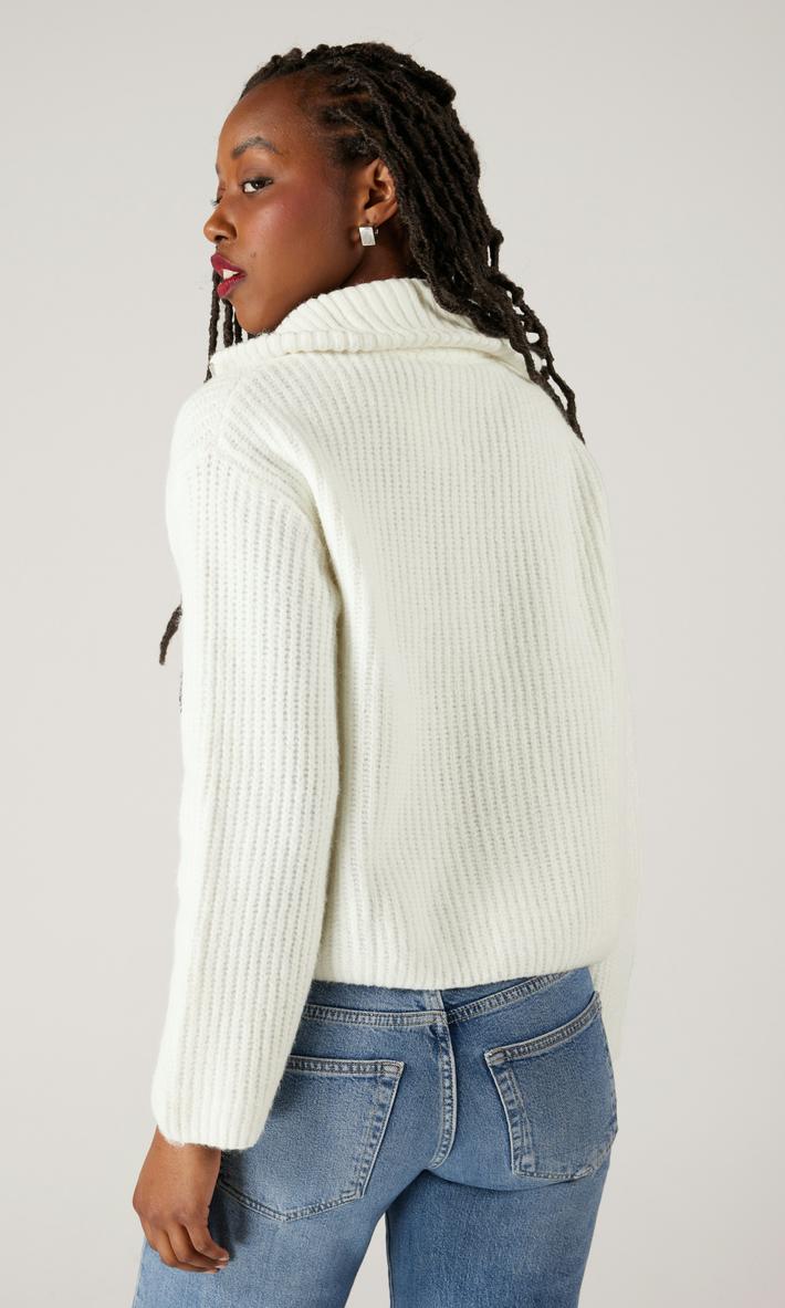 Vailent Vit Stickad Ziptröja Dam