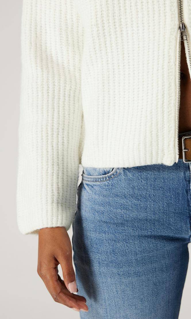 Vailent Vit Stickad Ziptröja Dam