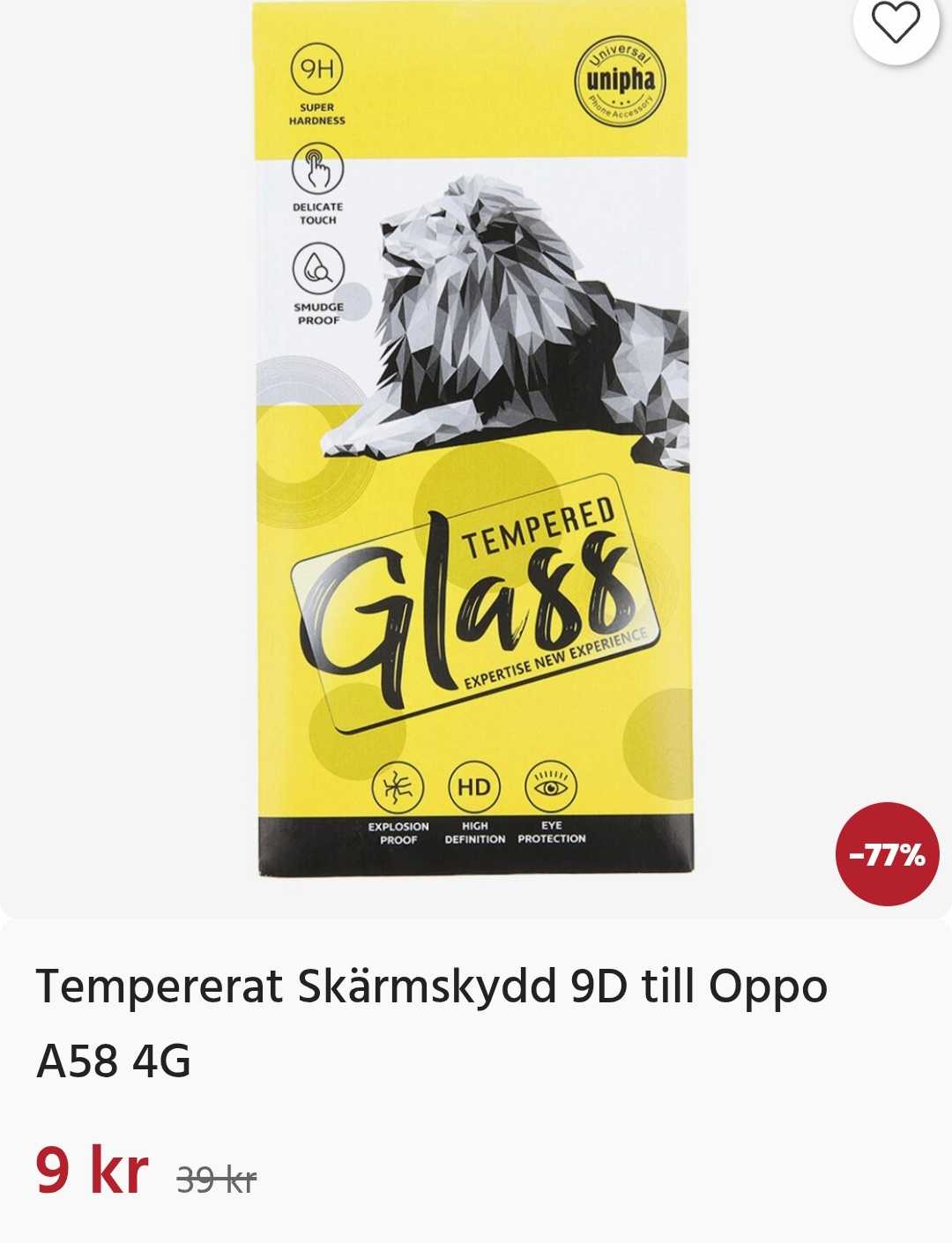 9D härdat skärmskydd till Oppo A58 4G