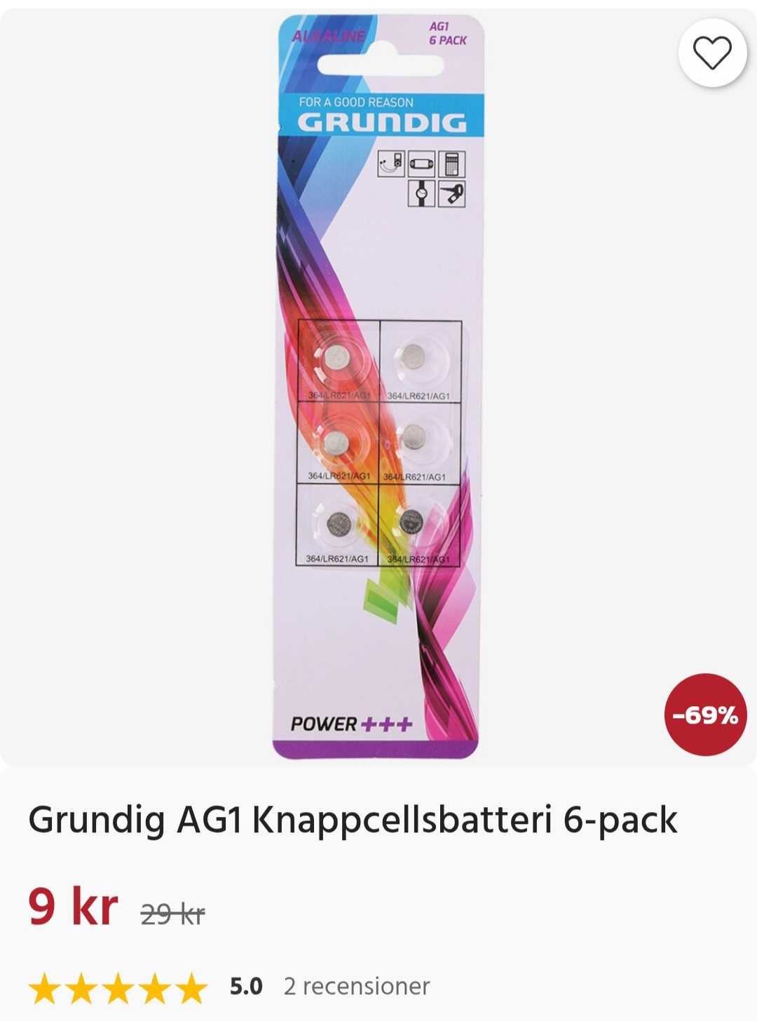 Grundig AG1 knappcellsbatterier 6-pack förpackning