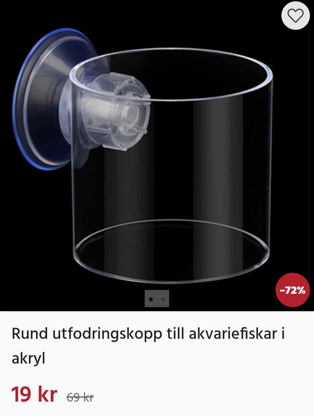 Rund akryl utfodringskopp för akvariefiskar