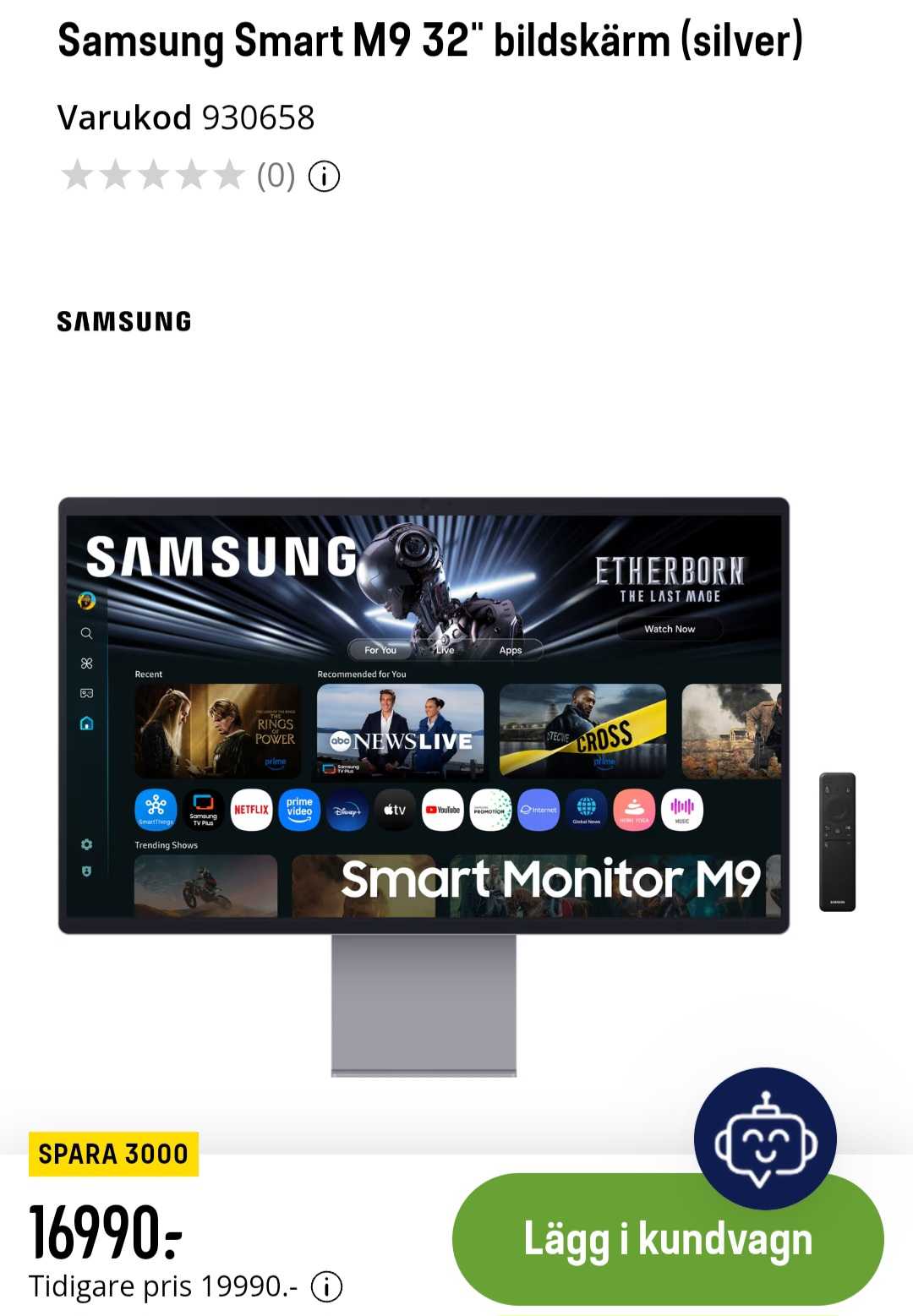Samsung Smart M9 32-tums bildskärm silver