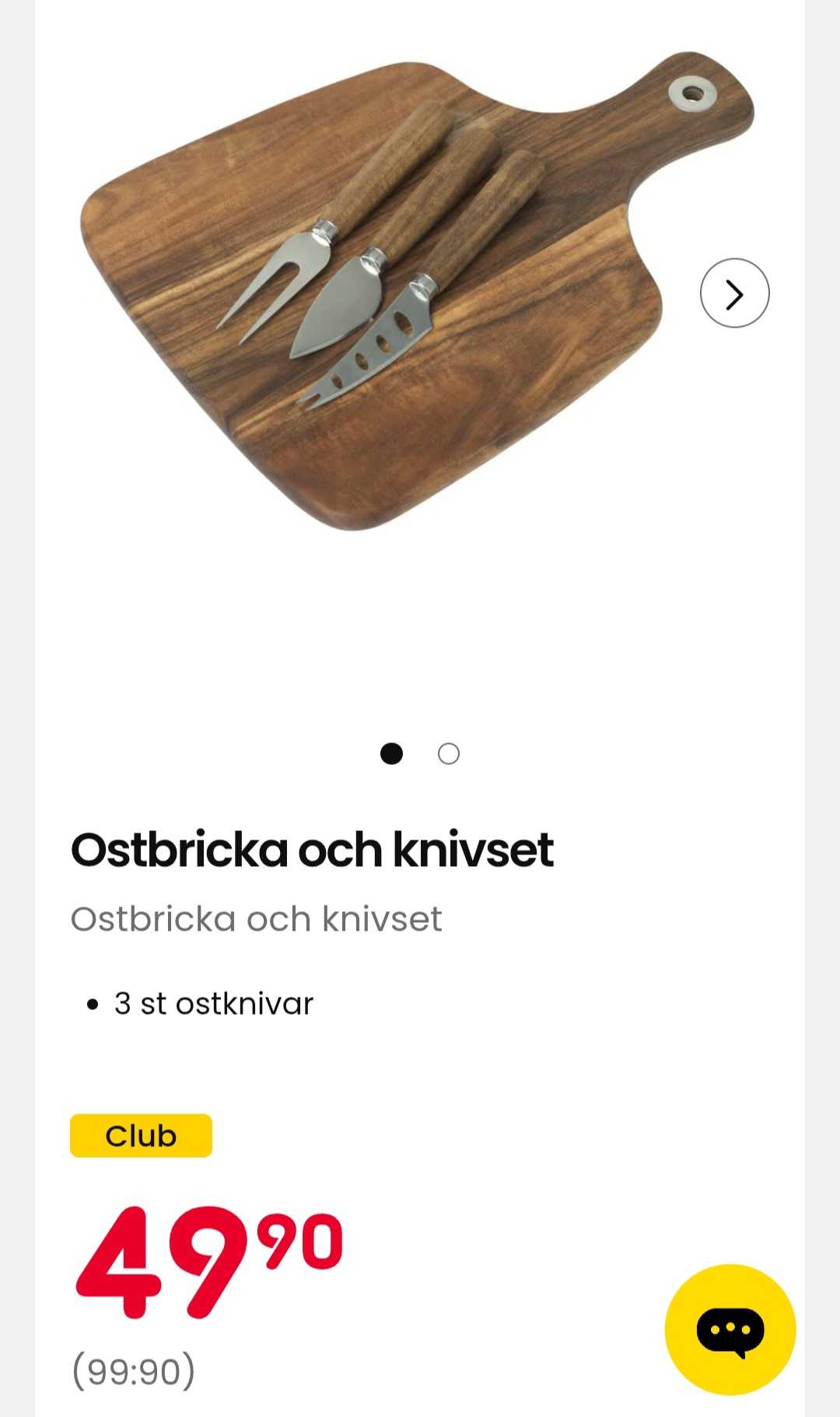 Elegant ostbricka med knivset.           (Clubpris 49,90:-)