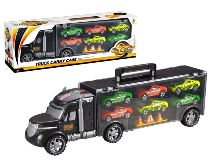 Biltransport för 6 lekbilar med förvaring