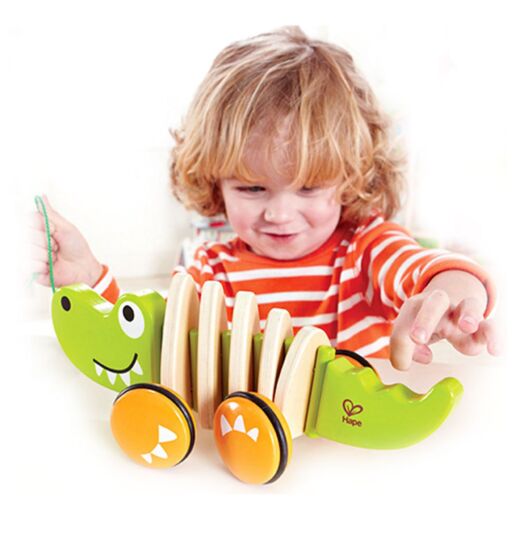 Hape Walk-A-Long krokodil dragleksak – grön