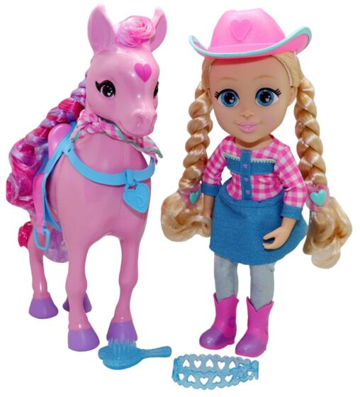 Love Diana cowgirldocka med häst, lysande hår
