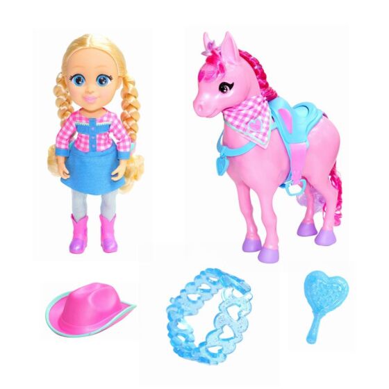 Love Diana cowgirldocka med häst, lysande hår