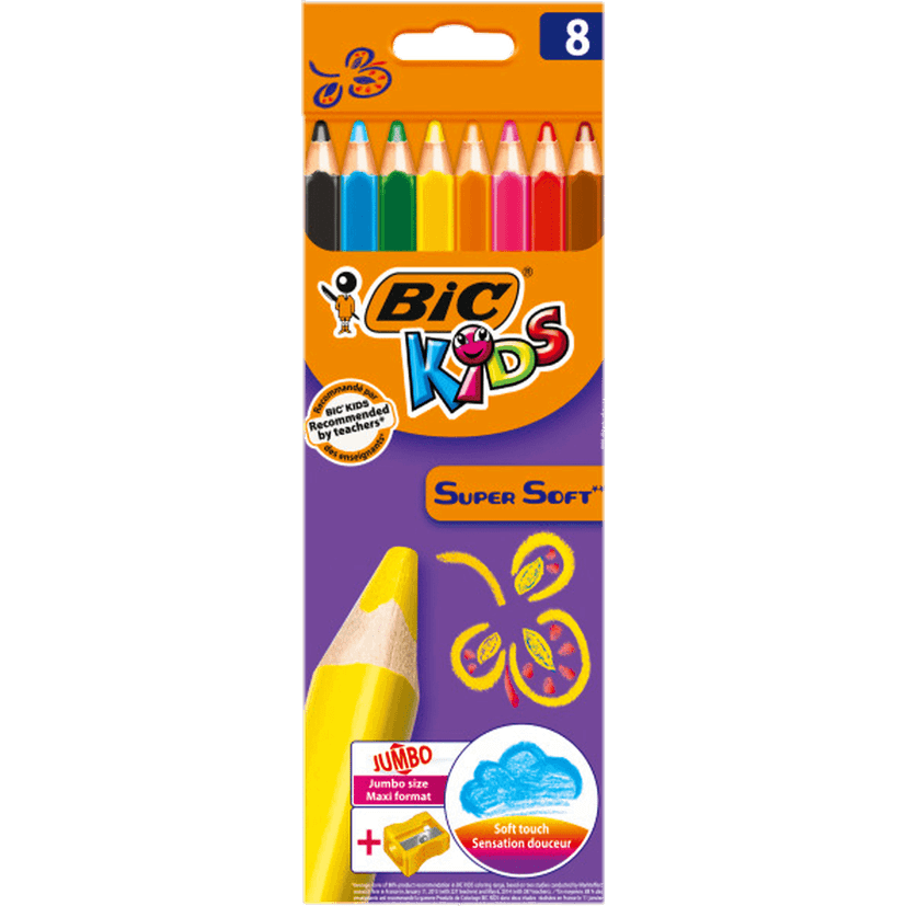 Bic färgpennor och vässare, 8-pack