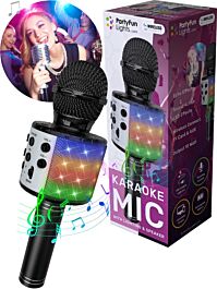 Karaoke-mikrofon med LED och partyhögtalare, svart