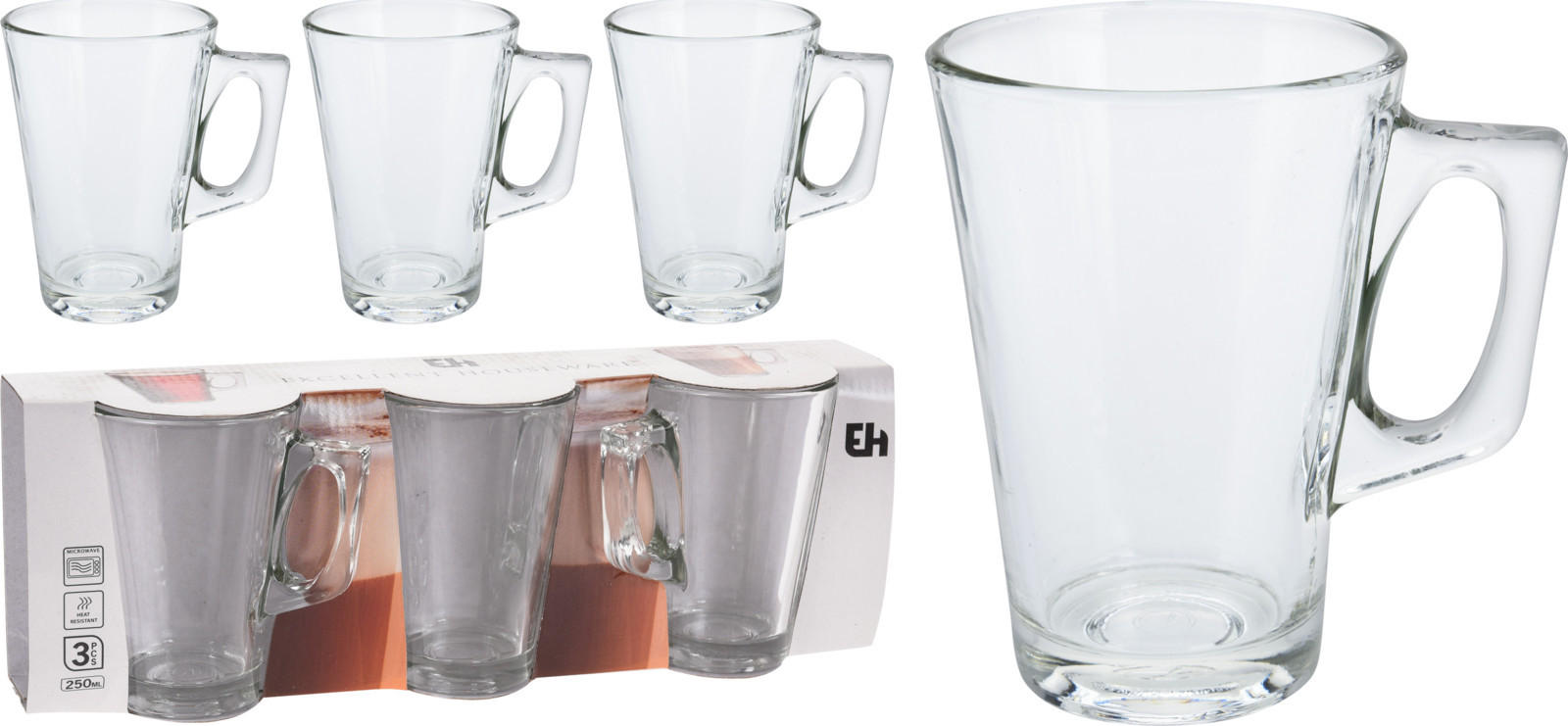 Set med teglas i klassisk design