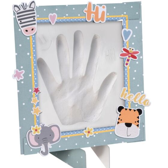 Gips handavtryck med ram 18x21 cm