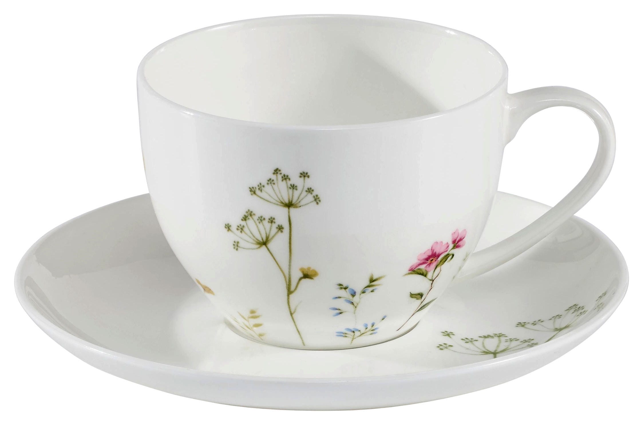 Kaffeservis i porslin med blommigt mönster