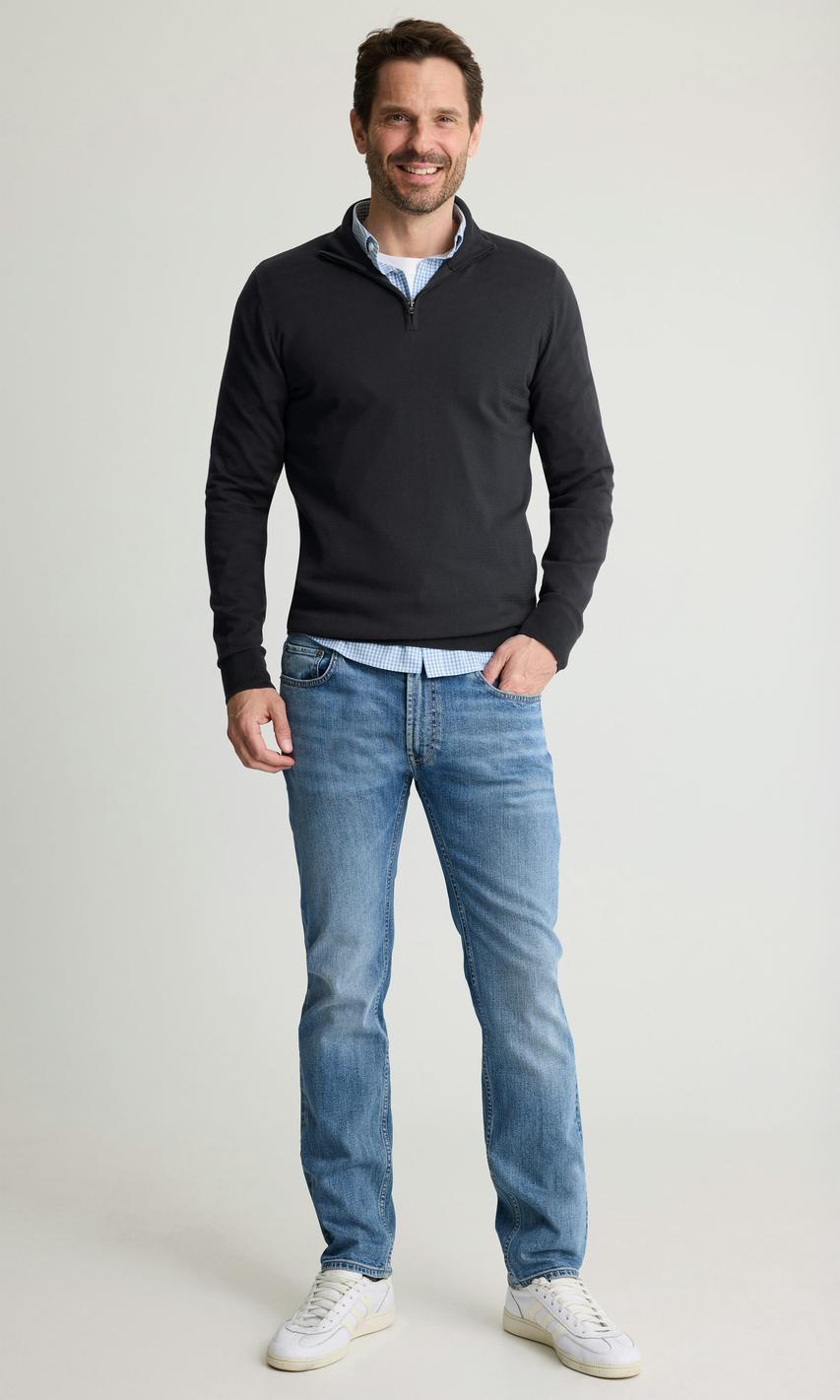 Marinblå Premium Bomullströja Herr