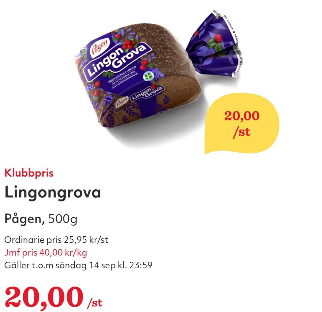 Pågen Lingongrova (Klubbpris 20 kr/st)
