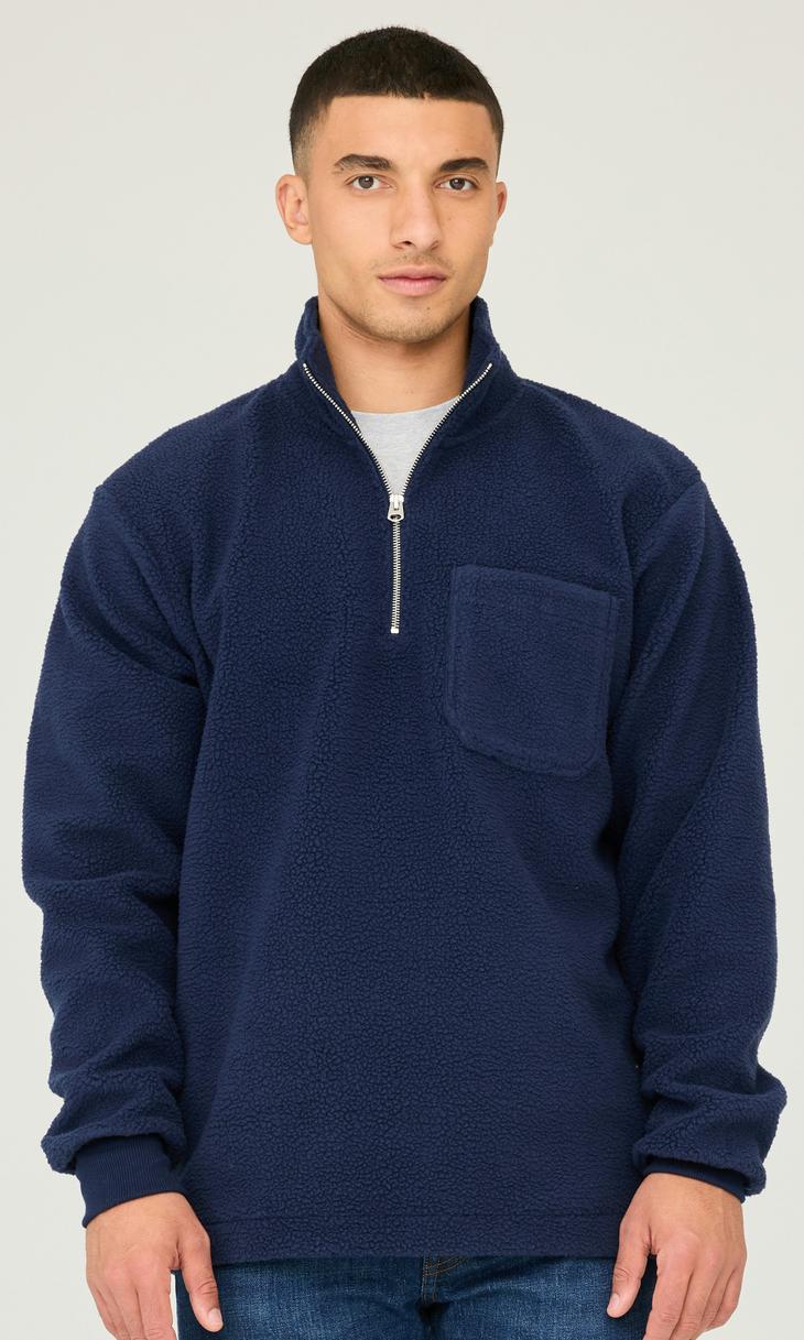 Mörkblå Herrfleecetröja med Half Zip