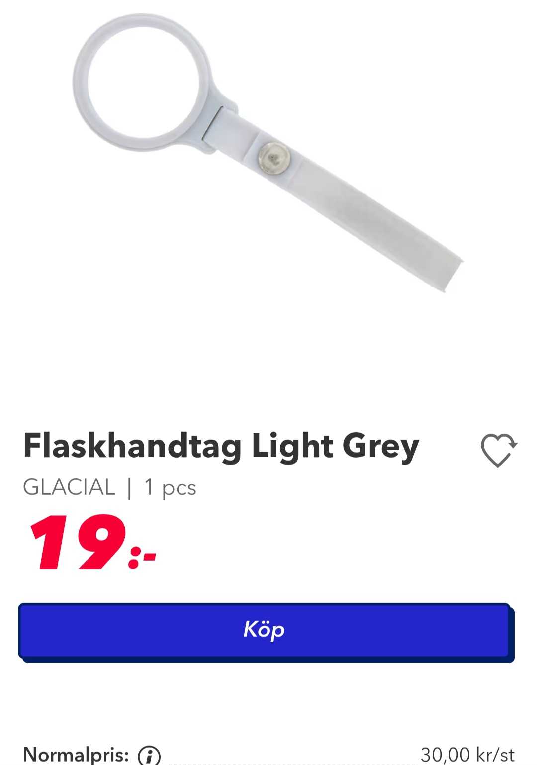 Flaskhandtag Ljusgrå 1 st GLACIAL