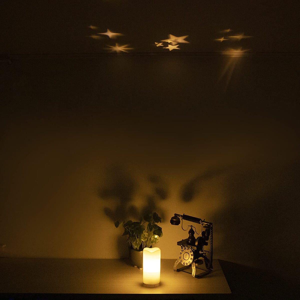 LED-vaxljus med stjärnprojektor 16 cm