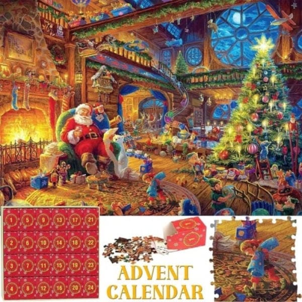 24-dagars pussel adventskalender röd
