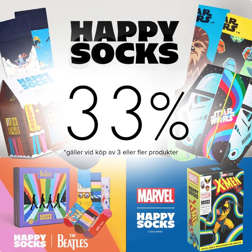33 % rabatt på allt från Happy Socks hos Timarco