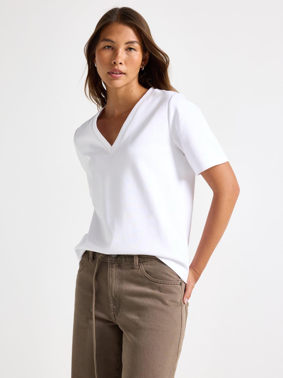 Utsvängda croppade byxor med lång benlängd